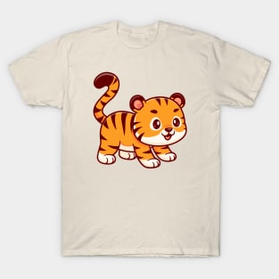 Cute Tiger Playing Cartoon T-Shirt